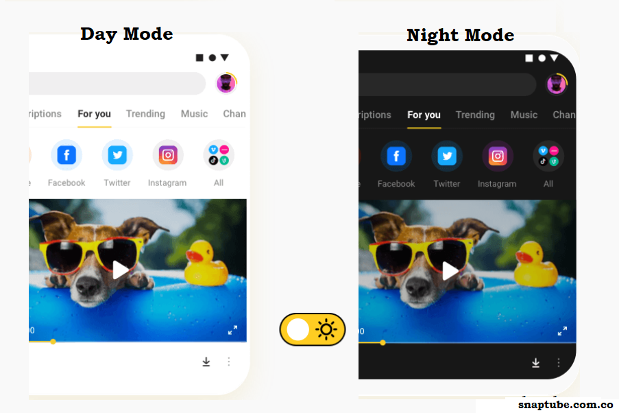 Snaptube Day and Night -Mode